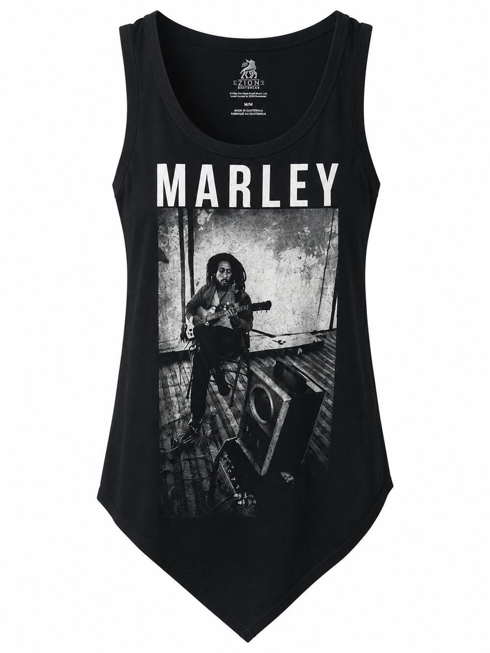 Zion Bob Marley Tank Top Black Asymmetrical Hem Reggae- Womens M